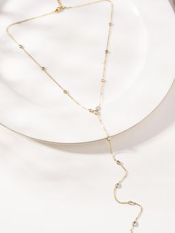 Palmonas - White Linear Crystal Drop Lariat Necklace