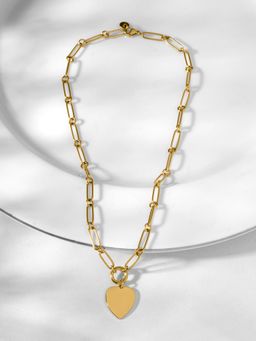 Palmonas - Gold Link Chain Heart Pendant Necklace