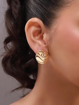 Voylla - Gold Flow Tide Natures Dew Stud Earrings