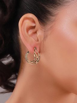 Voylla - Gold Flow Tide Sea Motion Front Back Drop Earrings