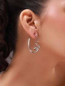 Voylla - Silver Flow Tide Way It Flows Hoops Earrings
