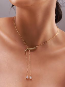 Voylla - White Flow Tide Cascade Curve Y Necklace