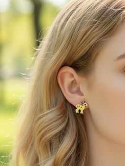925 SILLER - 925 Pure Silver Yellow Stud Earrings