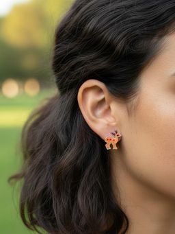 925 SILLER - 925 Pure Silver Orange Stud Earrings