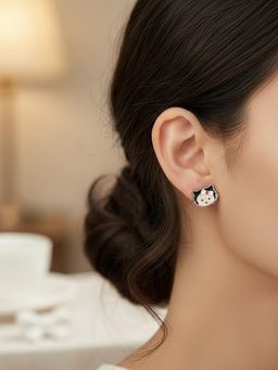 925 SILLER - 925 Pure Silver White Stud Earrings