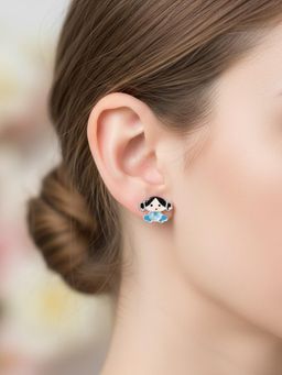 925 SILLER - 925 Pure Silver Blue Stud Earrings