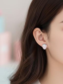 925 SILLER - 925 Pure Silver White Stud Earrings