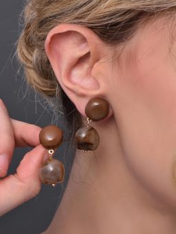 REENISAA - Brown Coffee Coloured Drop Earrings