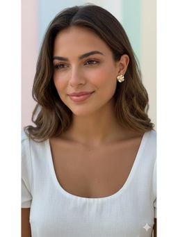 Kraft Smiths - White Silver Bloom Pearl Stud Earrings