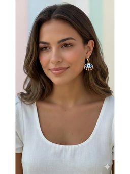 Kraft Smiths - Blue Evil Eye Charm Hoops Earrings