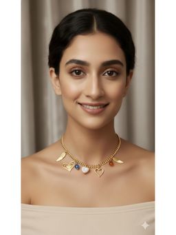 Kraft Smiths - Multi-Color Gold Plated Heart Charm Necklace