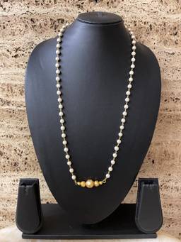 Digital Dress Room - Gold Plated Long White Pearl Necklace