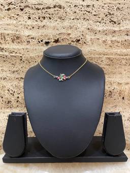 Digital Dress Room - Gold Plated Choker Leaf Evil Eye Design