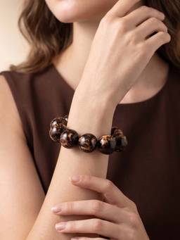 ADIVA - Brown Wooden Beaded Stretch Bracelet Casual Party