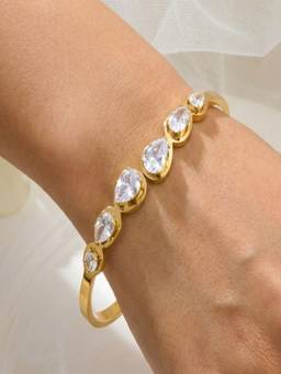 AQUASTREET - Tear Drop Zircon 18K Gold Plated Anti-Tarnish Bracelet