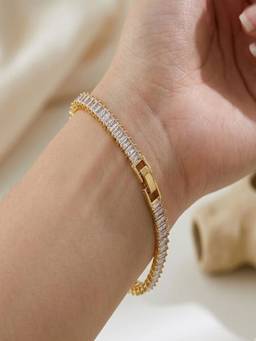 AQUASTREET - Zircon 18K Gold Plated Waterproof Anti-Tarnish Tennis Bracelet