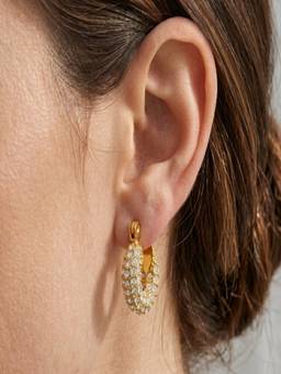 AQUASTREET - Zircon Hoop 18K Gold Plated Anti-Tarnish Earrings
