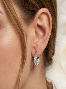 AQUASTREET - Zircon Hoop Rhodium Plated Anti-Tarnish Earrings