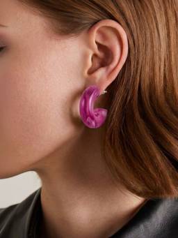 AQUASTREET - Purple Acrylic Resin C-Shaped Half-Hoop Earrings