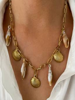 AQUASTREET - Boho Beach Shell Charms 18K Gold Plated Anti-Tarnish Necklace