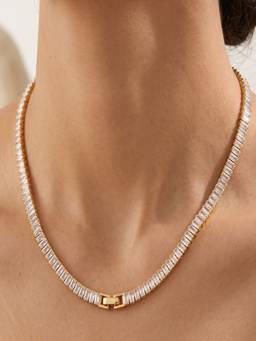 AQUASTREET - Zircon 18K Gold Plated Waterproof Anti-Tarnish Tennis Necklace