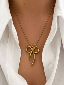 AQUASTREET - Bow 18K Gold Plated Anti-Tarnish Waterproof Necklace