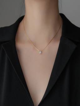 AQUASTREET - Zircon Thin Neck Chain 18K Gold Plated Anti-Tarnish Necklace