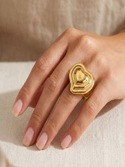 AQUASTREET - Bold Nested Heart 18K Gold Plated Anti-Tarnish Statement Ring