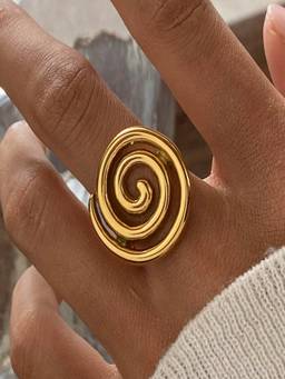 AQUASTREET - Bold Spiral 18K Gold Plated Anti-Tarnish Statement Ring