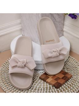 Chupps - Women Loop Supportive Footbed Sliders - Beige