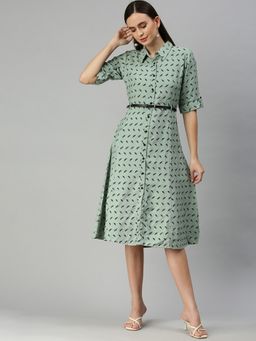 SHOWOFF - Women Tropical Green Shirt Dress