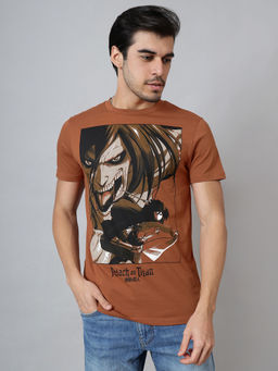 Free Authority - Official Attack On Titan Printed Regular Fit T-Shirt for Men