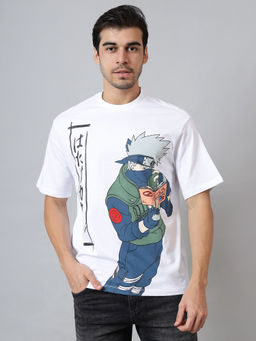 Free Authority - Official Naruto Character Kakashi Printed Oversized T-shirt For Men