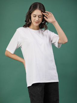 RIGO - Women White Jersey Oversized Printed T-shirt