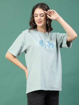 RIGO - Women Jade Terry Oversized Printed T-shirt