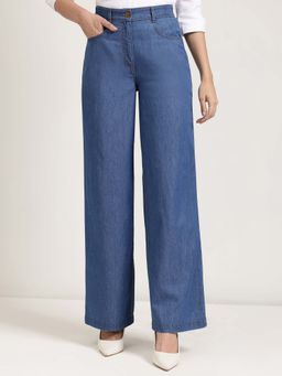FableStreet - Blue Denim Wide Leg Jeans