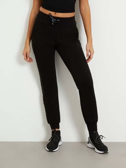 Guess - Women Black Viscose Solid Regular Fit Joggers