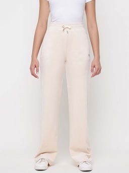 Guess - Cream Solid High Rise Straight Fit Pant