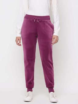 Guess - Purple Solid High Rise Regular Fit Joggers