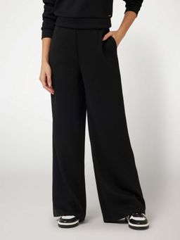 Guess - Women Black Solid High Rise Wide Leg Pant