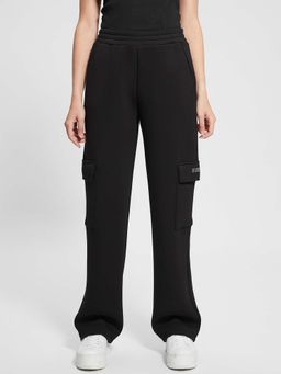 Guess - Women Black Solid High Rise Straight Cargo