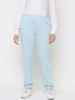 Guess - Mist Blue Solid High Rise Regular Fit Joggers