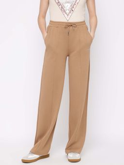 Guess - Women Beige Solid High Rise Regular Fit Pant