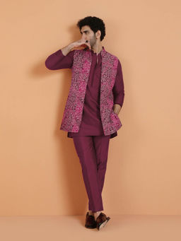 KISAH - Men Bandhani Mid Length Kurta and Pant with Jacket