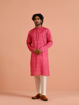 KISAH - Men Hot Pink Bandhani Kurta and Pant