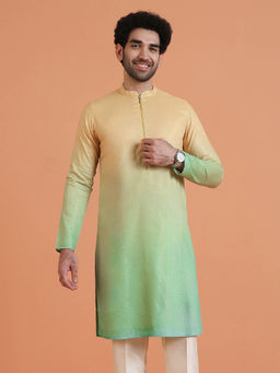 KISAH - Men Ombre Beige to Green Gradient Kurta
