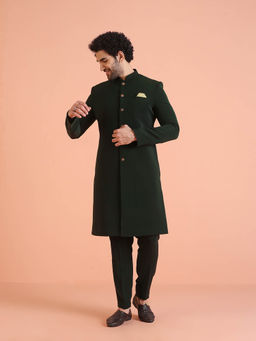 KISAH - Men Green Indowestern Sherwani and Pant