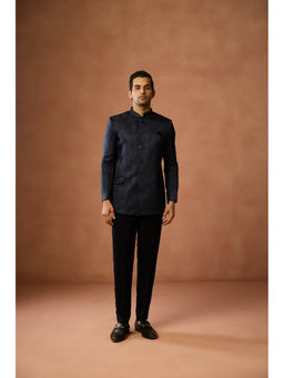 KISAH - Men Blue Abstract Bandhgala and Pant