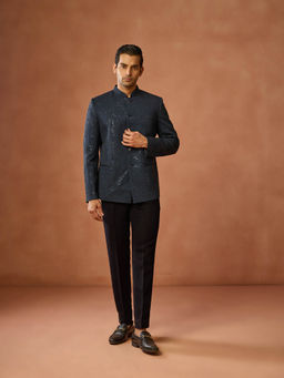 KISAH - Men Teal Ethnic Motifs Bandhgala Pant