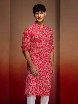 Vastramay - Red Bandhani Kurta Set